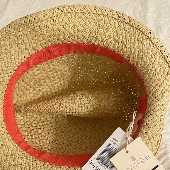 Straw Fedora Hat with Pom Poms NWT - Picture 7 of 7